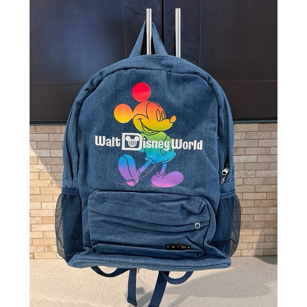Walt DisneWalt Disney World Pride Collection Denim Backpack Mickey Mouse Rainbow